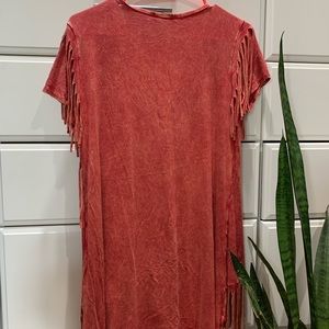 Red fringe western top